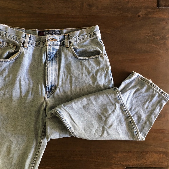 Vintage 1990s Structure Denim Baggy Jeans Size 34 - Picture 7 of 8
